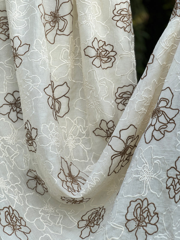 Embroidered 40 gm Banarasi Chanderi Fabric