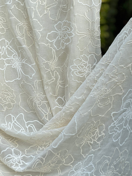 Embroidered 40 gm Banarasi Chanderi Fabric