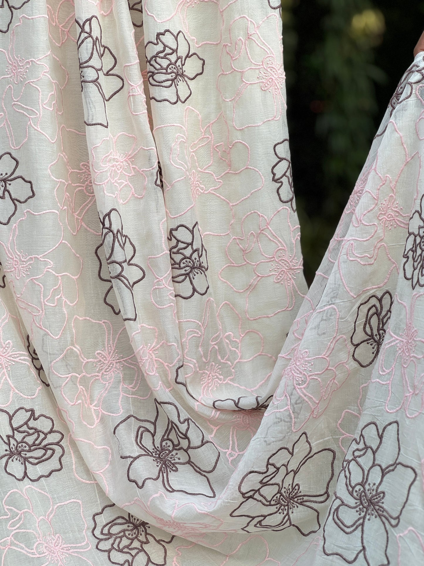 Embroidered 40 gm Banarasi Chanderi Fabric