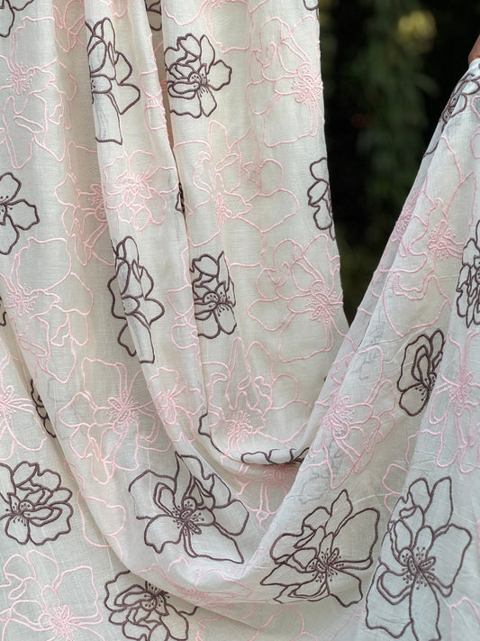 Embroidered 40 gm Banarasi Chanderi Fabric