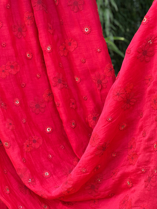 Embroidered 40gm Banarasi Chanderi Fabrics