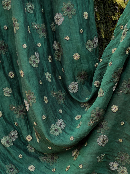 Embroidered 40gm Banarasi Chanderi Fabrics