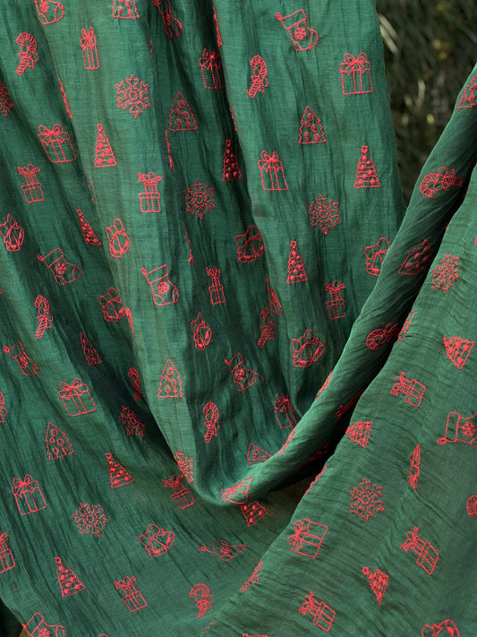 Embroidered 40gm Banarasi Chanderi Fabrics