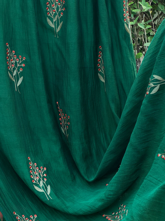 Embroidered 40gm Banarasi Chanderi Fabrics