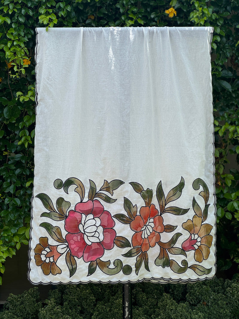Appliquéd & Brush Painted Mulmul Cotton Dupatta