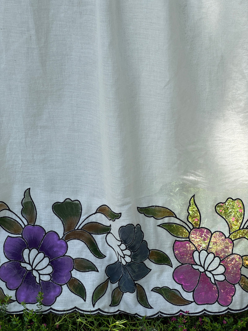 Appliquéd & Brush Painted Mulmul Cotton Fabric