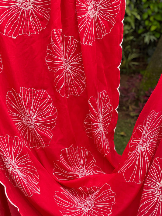 Embroidered Mulmul Cotton Fabric