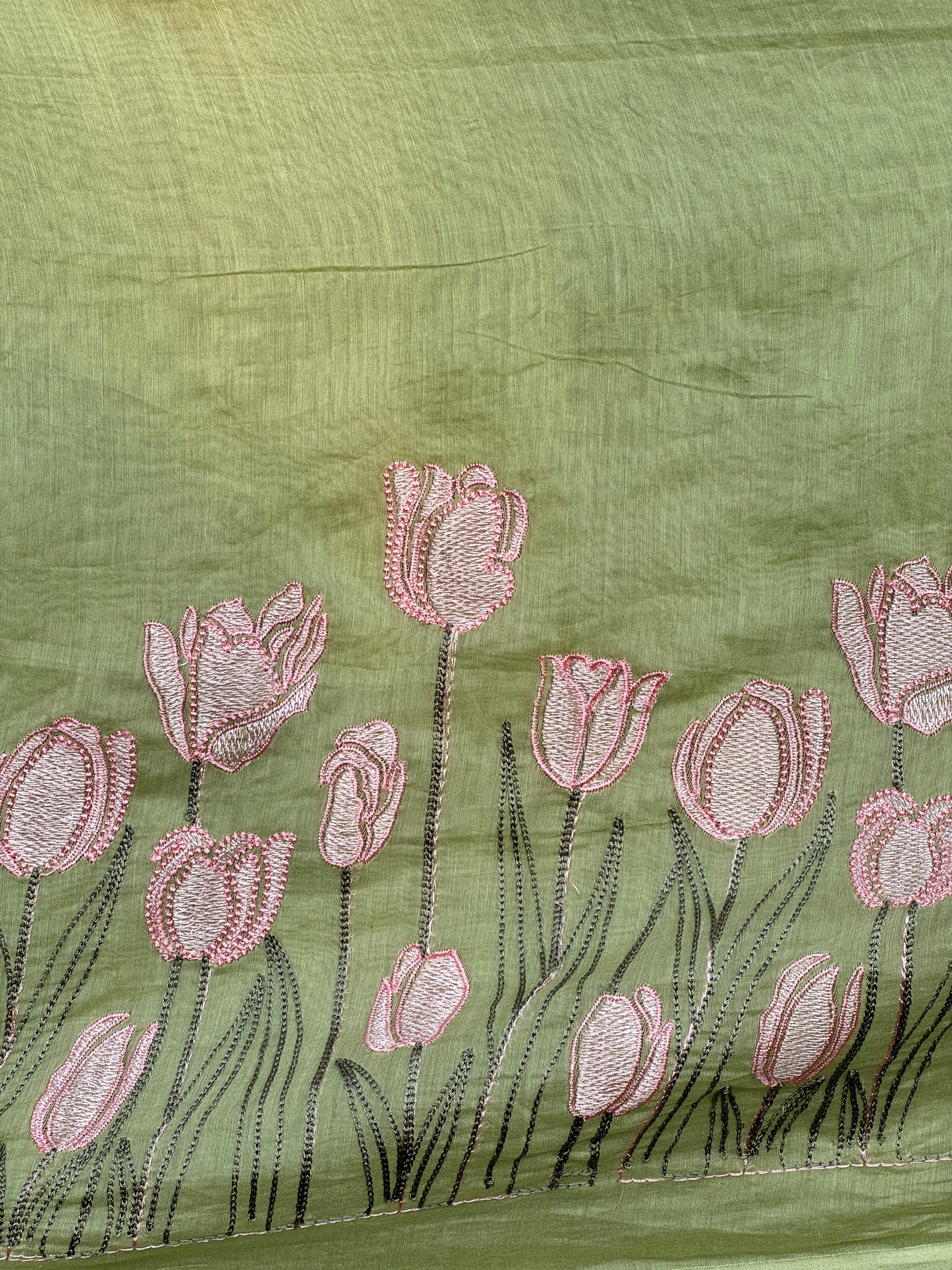 Border Embroidered 40gm Banarasi Chanderi Fabrics