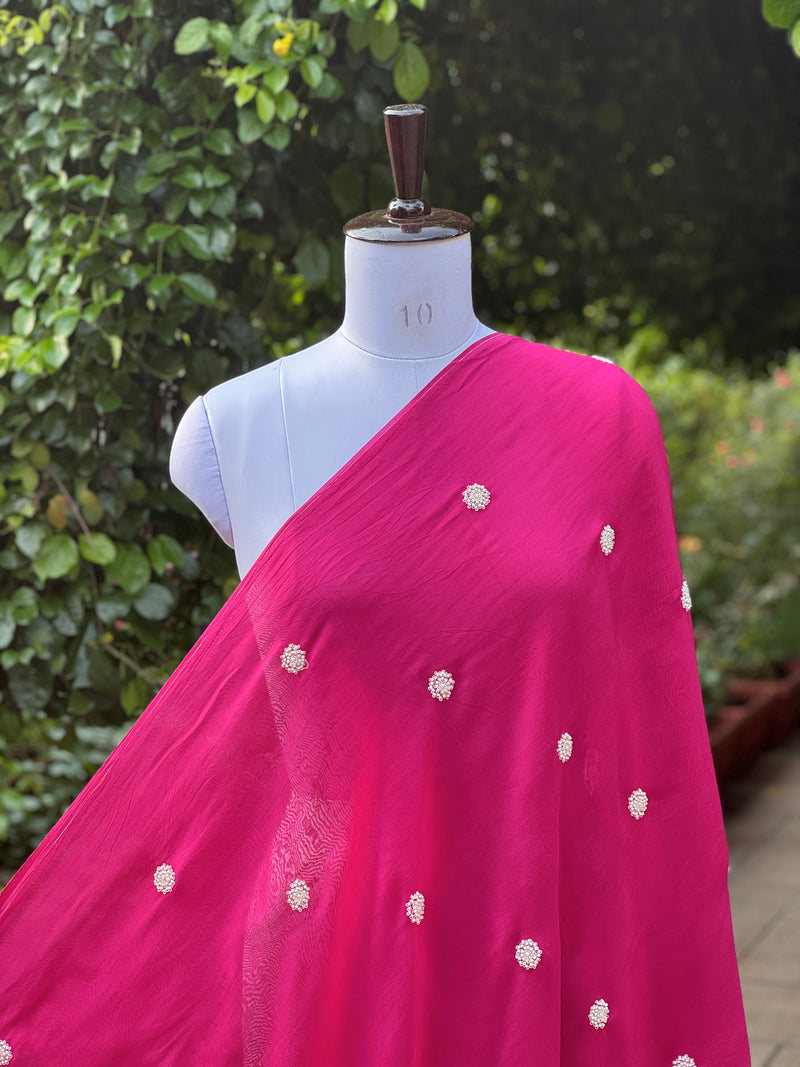 Pearl Embroidered Viscose Organza Fabric
