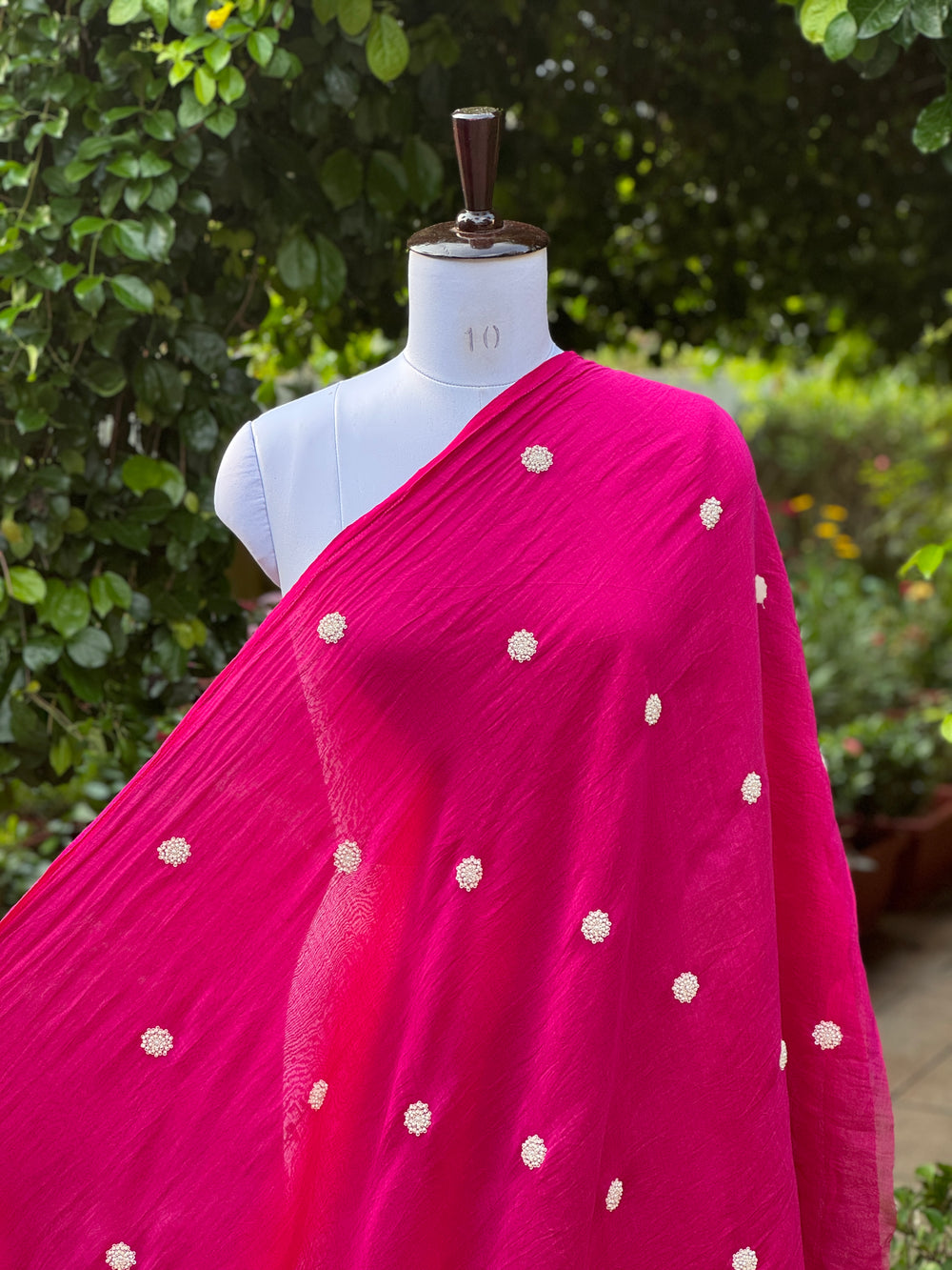 Pearl Embroidered 40gm Banarasi Chanderi Fabrics