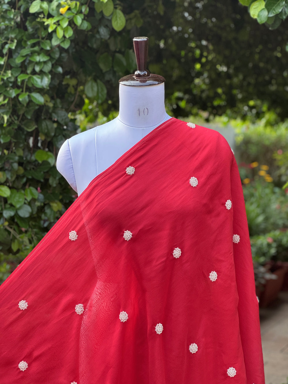 Pearl Embroidered Viscose Organza Fabric