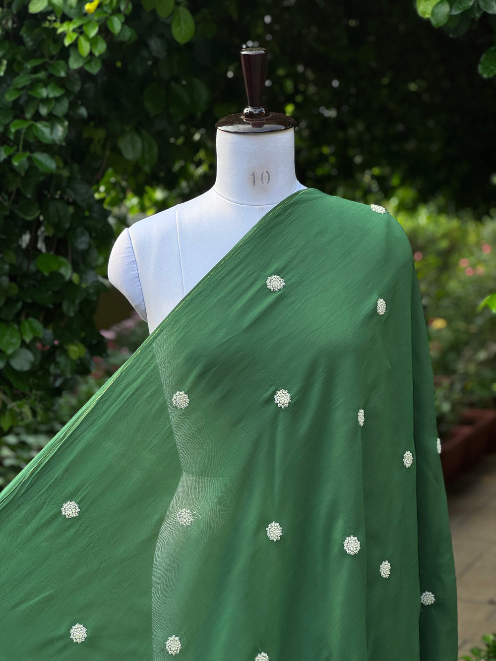 Pearl Embroidered Viscose Organza Fabric