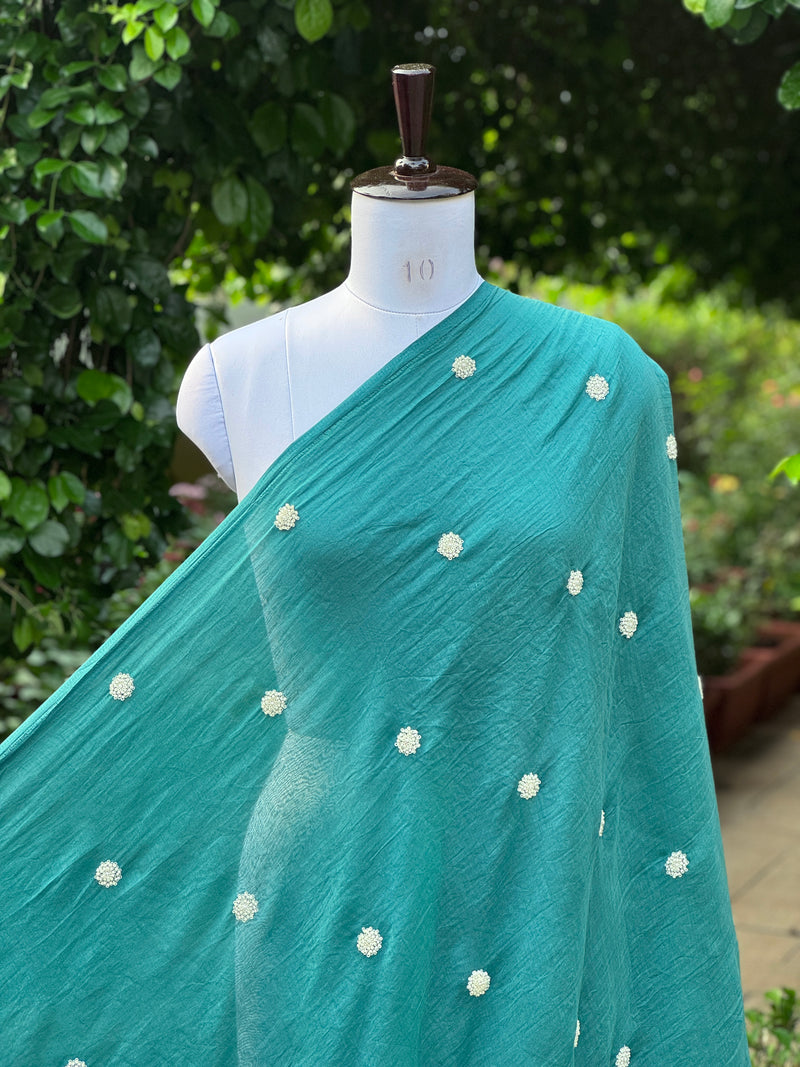 Pearl Embroidered 40gm Banarasi Chanderi Fabrics