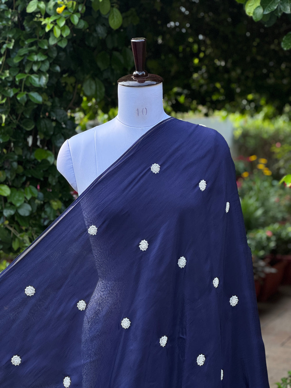 Pearl Embroidered Viscose Organza Fabric