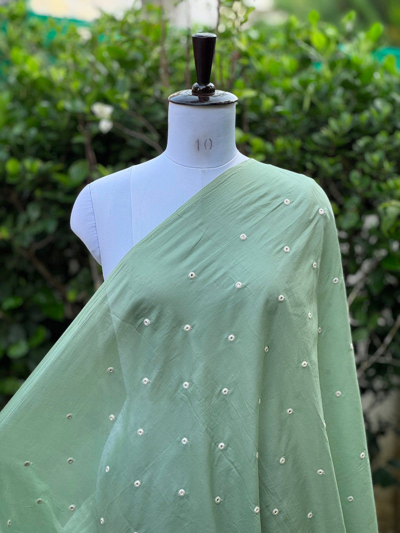 Embroidered & Mirror Work Mul Cotton Fabrics