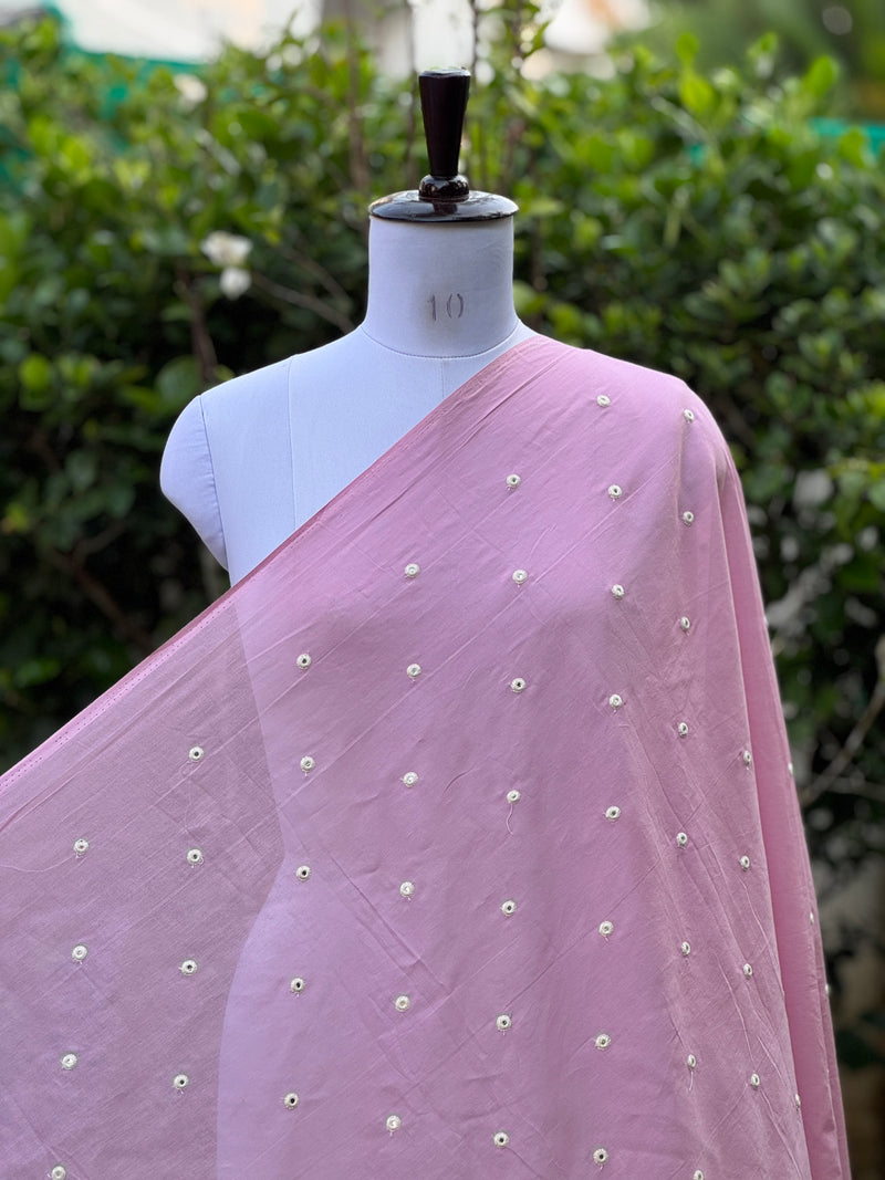 Embroidered & Mirror Work Mul Cotton Fabrics