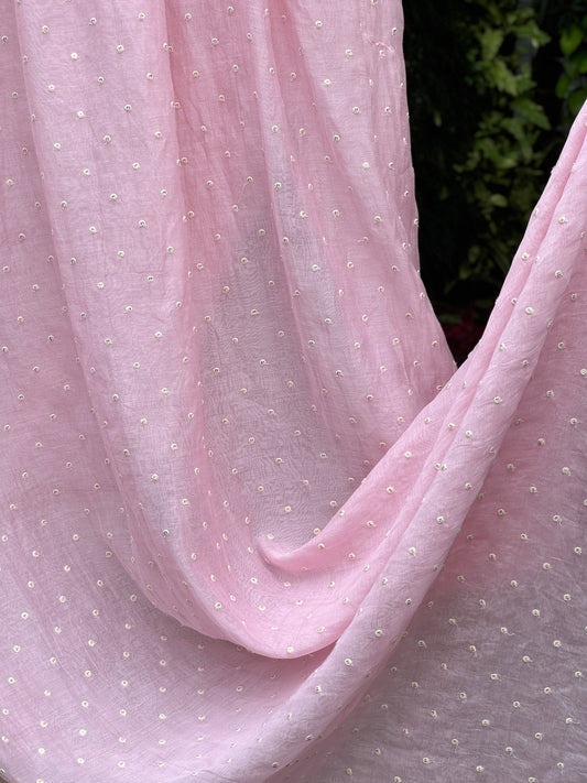 Sequins Embroidered 40gm Banarasi Chanderi Fabrics