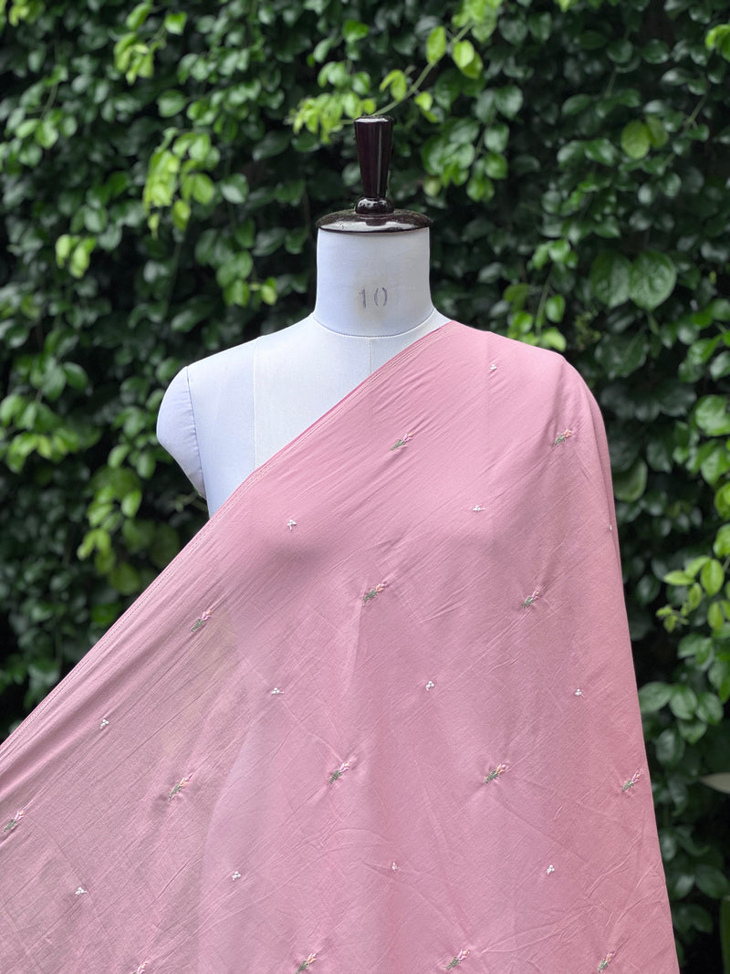 Embroidered & Mirror Work Mul Cotton Fabrics