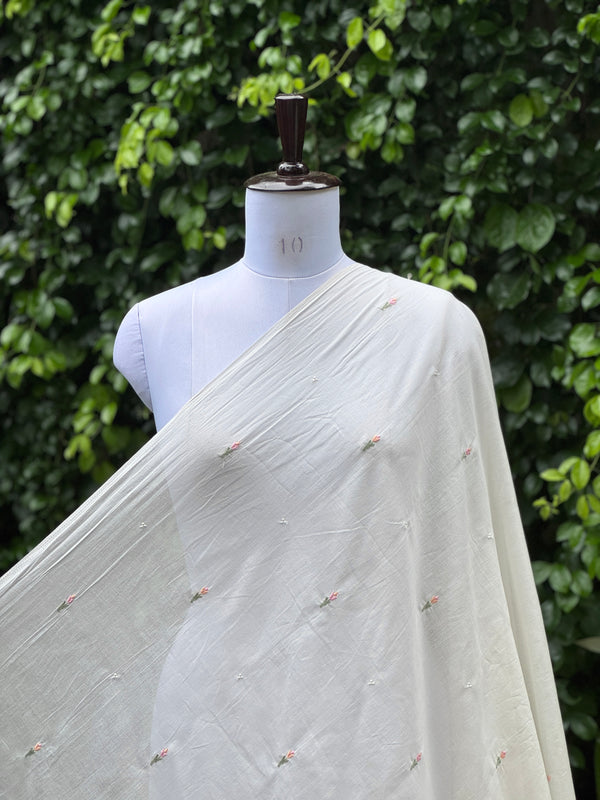 Embroidered & Mirror Work Mul Cotton Fabrics