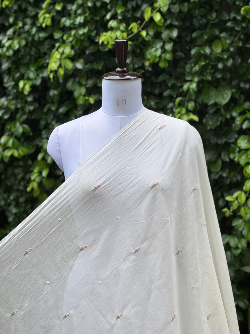 Embroidered & Mirror Work Mul Cotton Fabrics