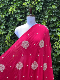 Pearl Embroidered 40gm Banarasi Chanderi Fabrics