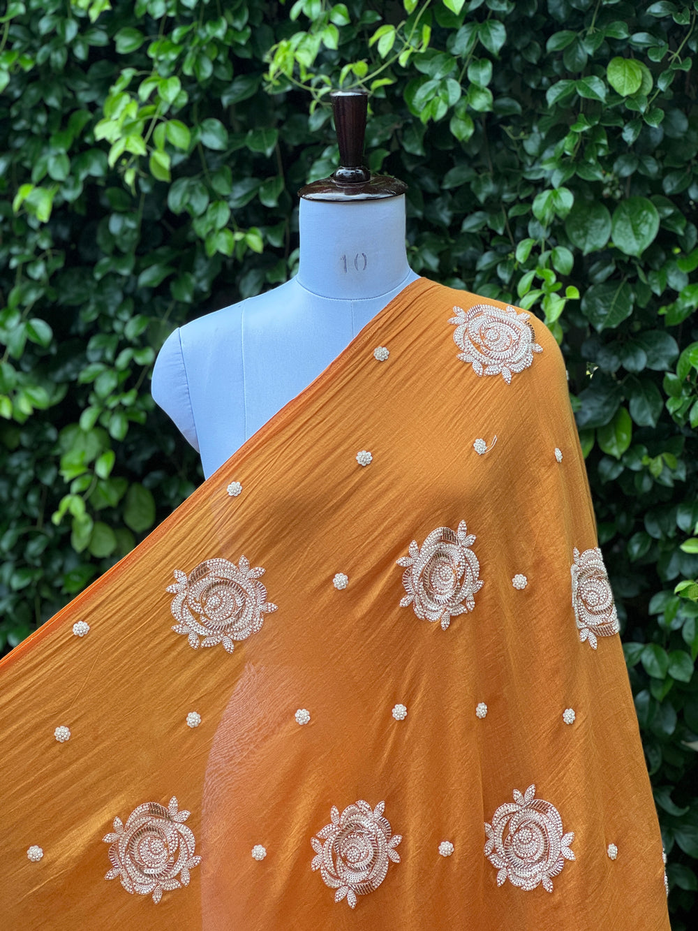 Pearl Embroidered 40gm Banarasi Chanderi Fabrics