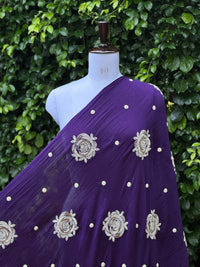 Pearl Embroidered 40gm Banarasi Chanderi Fabrics