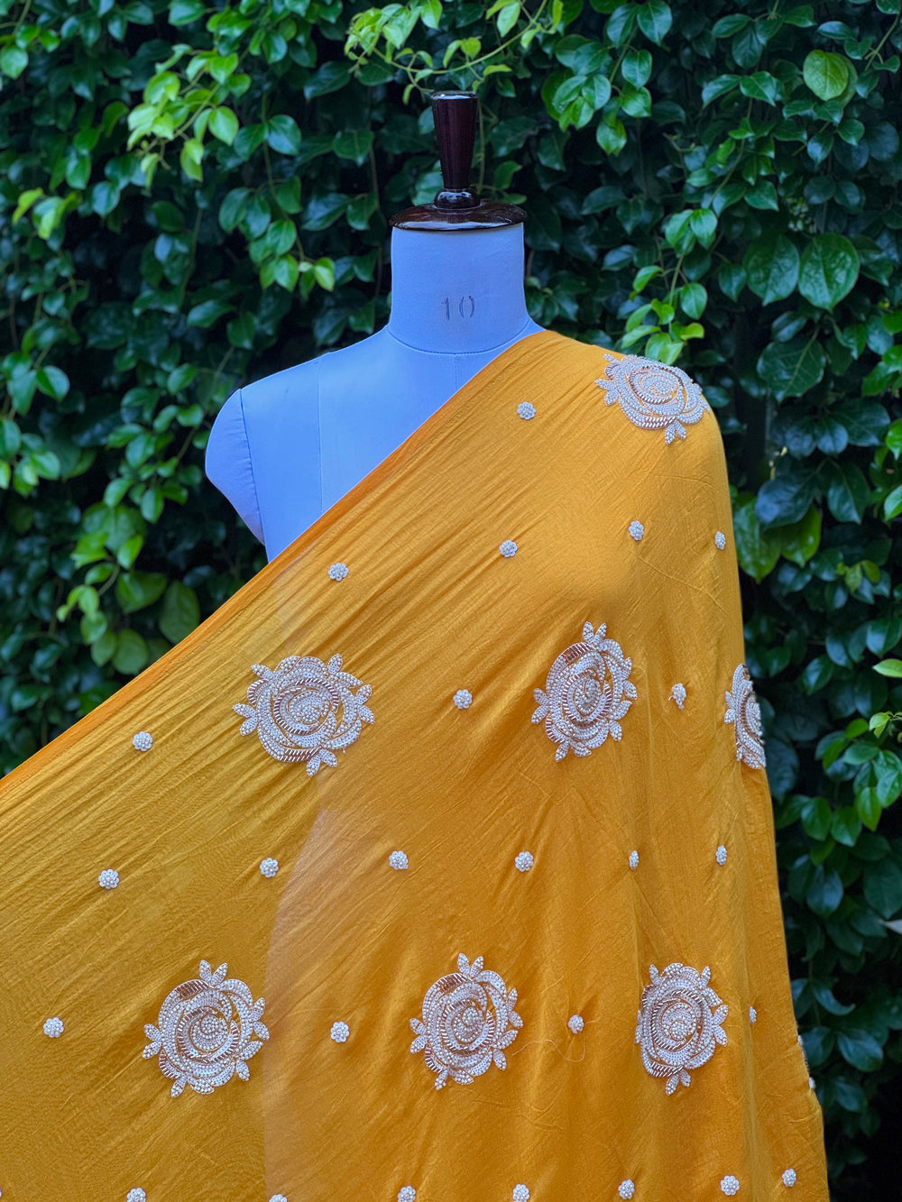 Pearl Embroidered 40gm Banarasi Chanderi Fabrics
