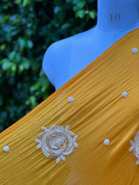 Pearl Embroidered 40gm Banarasi Chanderi Fabrics