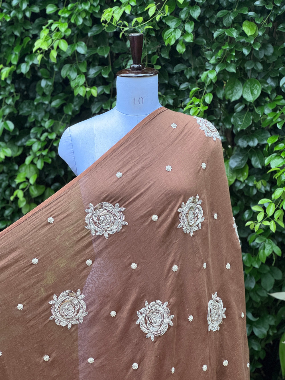 Pearl Embroidered 40gm Banarasi Chanderi Fabrics