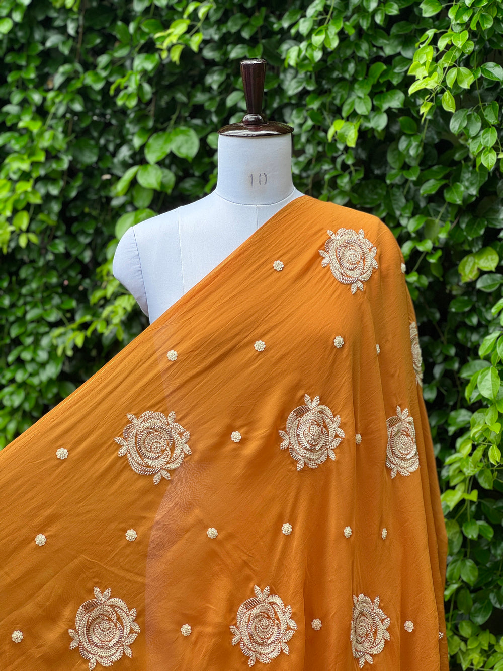 Pearl Embroidered Viscose Organza Fabric
