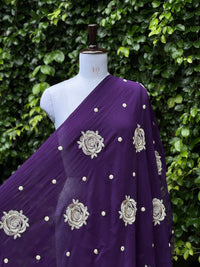 Pearl Embroidered Viscose Organza Fabric