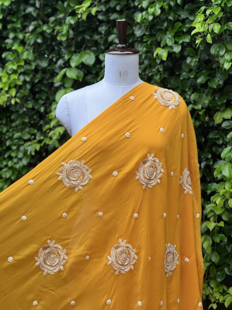 Pearl Embroidered Viscose Organza Fabric