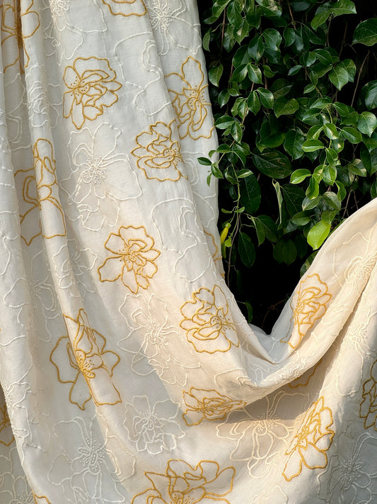 Embroidered Banarasi Chanderi Fabric