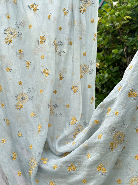 Embroidered 40 gm Banarasi Chanderi Fabric
