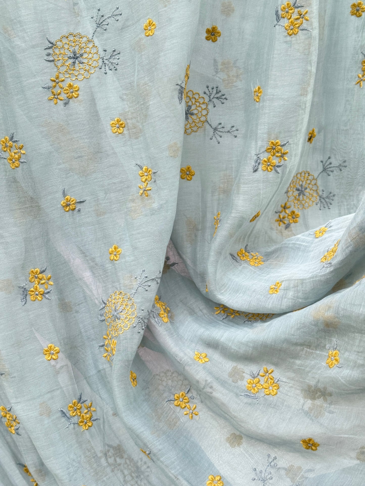 Embroidered 40 gm Banarasi Chanderi Fabric