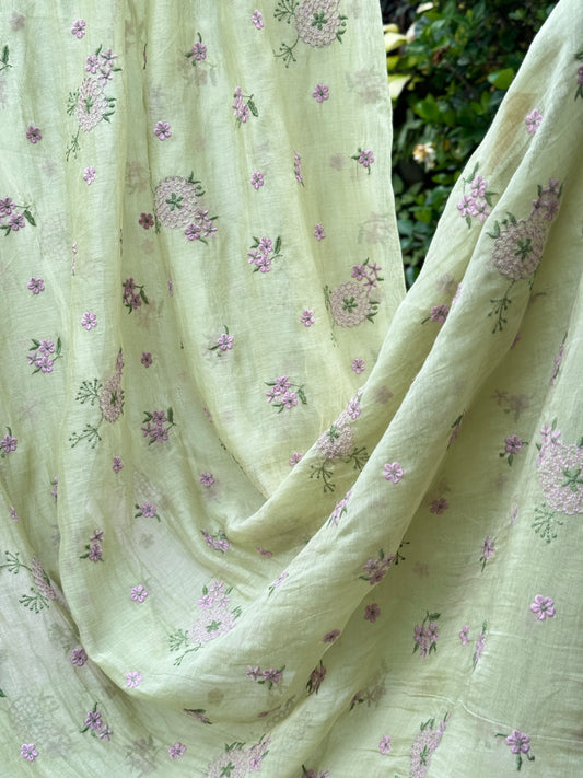 Embroidered 40 gm Banarasi Chanderi Fabric