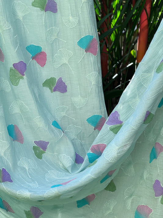 Hand Painted Embroidered 40 gm Banarasi Chanderi Fabric