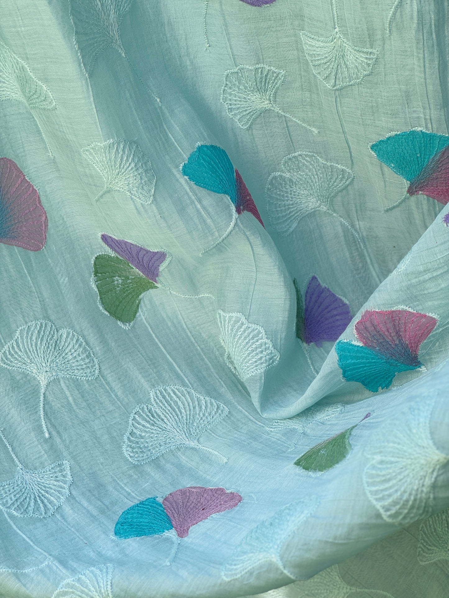 Hand Painted Embroidered 40 gm Banarasi Chanderi Fabric