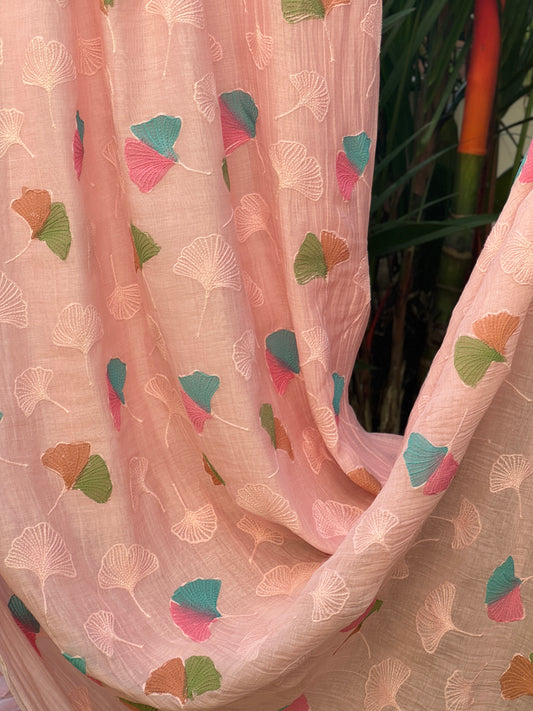 Hand Painted Embroidered 40 gm Banarasi Chanderi Fabric