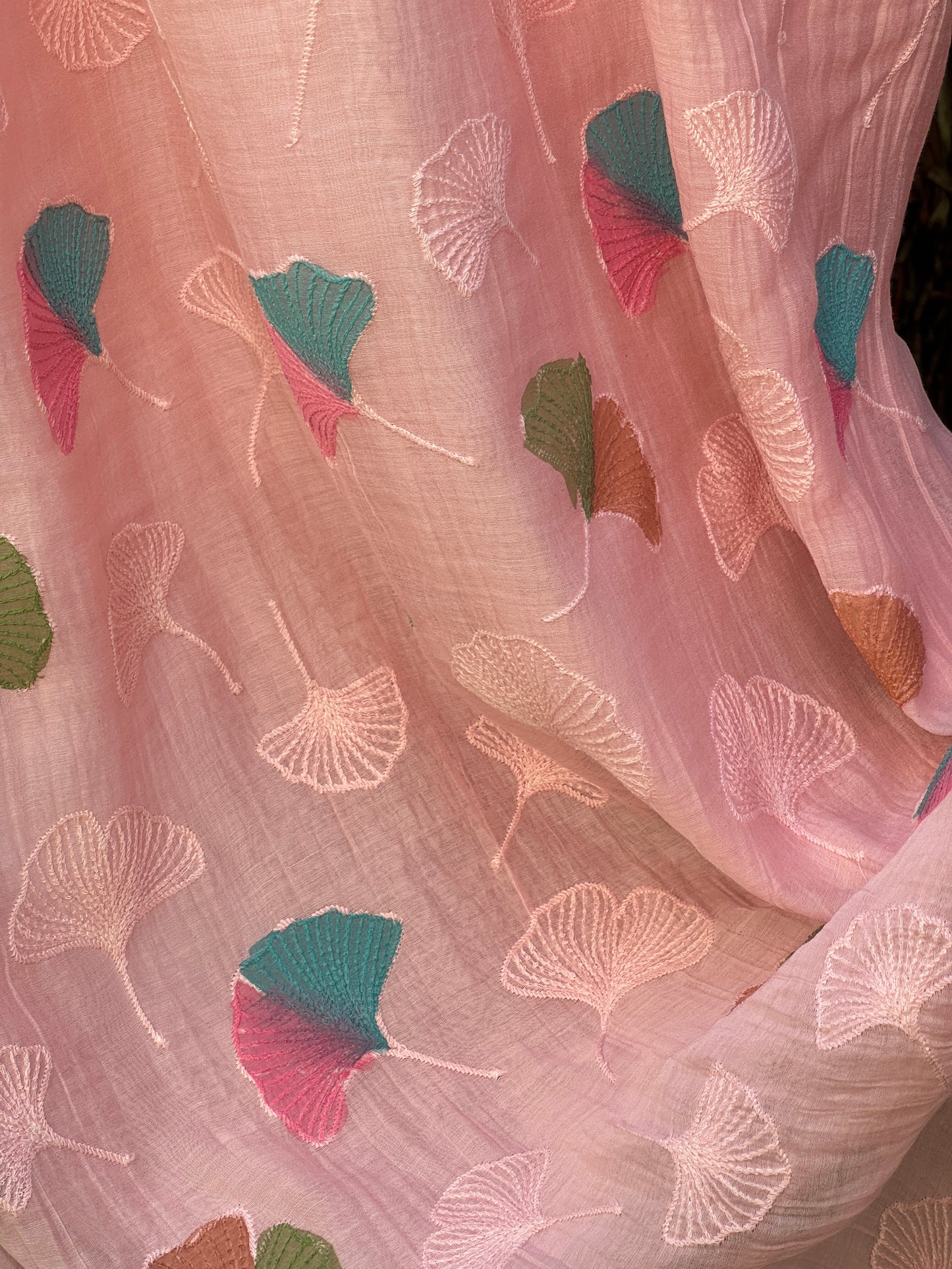 Hand Painted Embroidered 40 gm Banarasi Chanderi Fabric