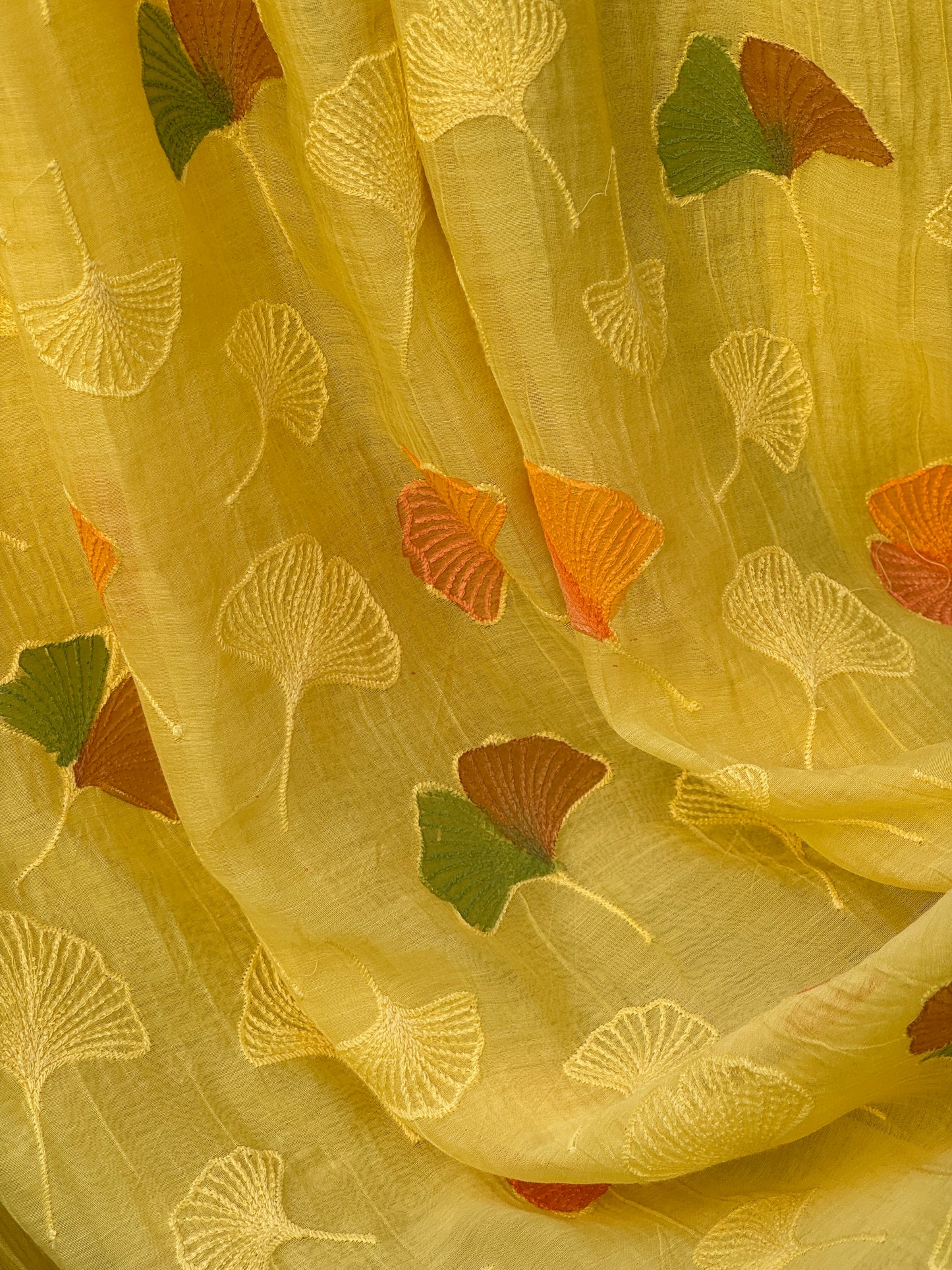 Hand Painted Embroidered 40 gm Banarasi Chanderi Fabric