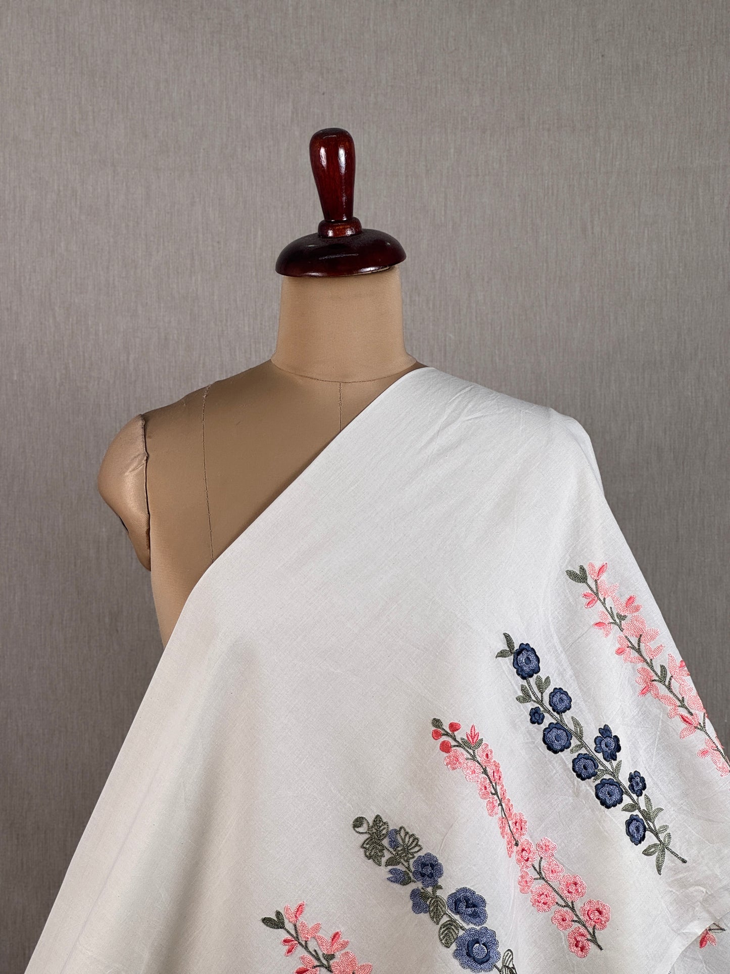 Border Embroidered Kora Cotton Fabric