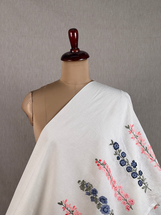 Border Embroidered Kora Cotton Fabric