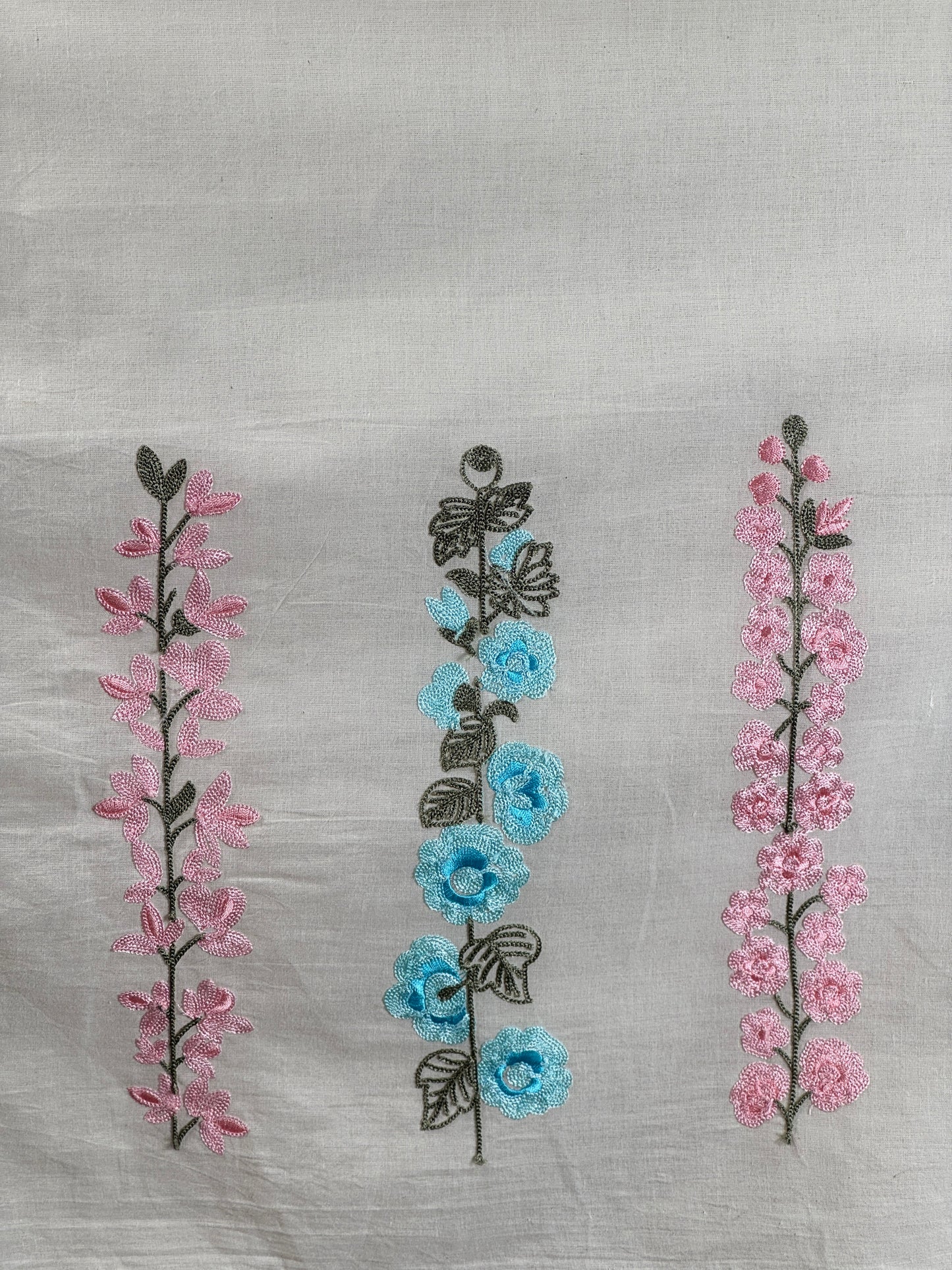 Border Embroidered Kora Cotton Fabric