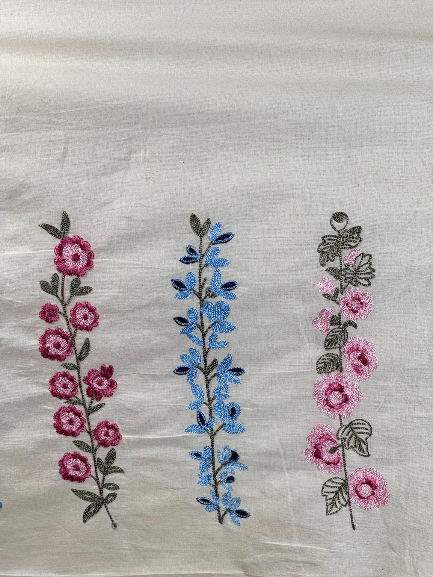 Border Embroidered Kora Cotton Fabric