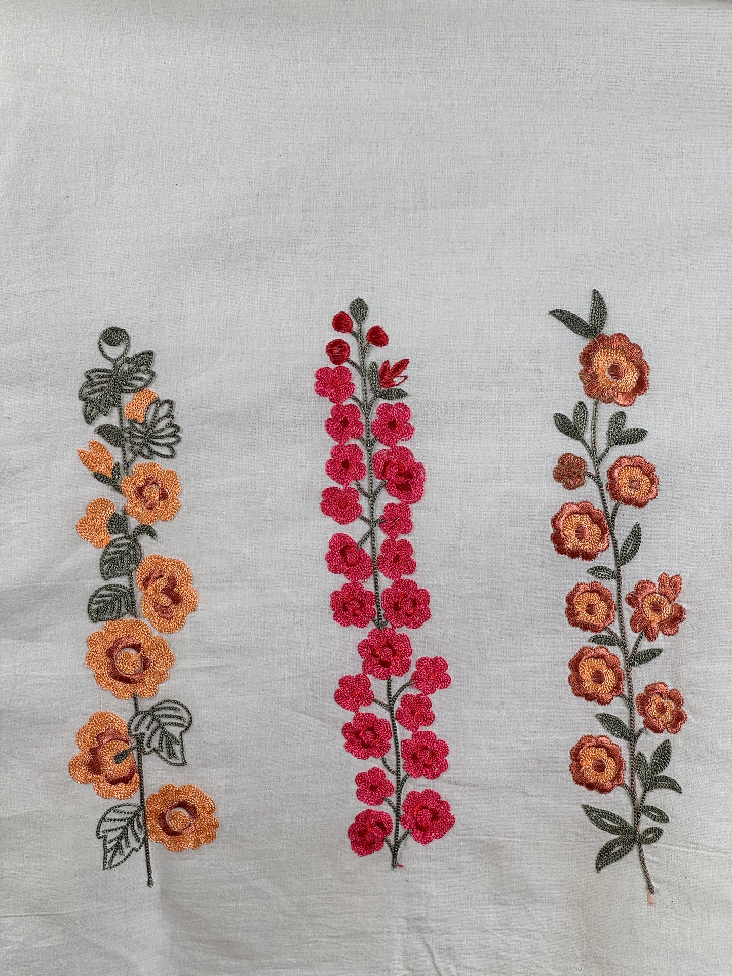 Border Embroidered Kora Cotton Fabric