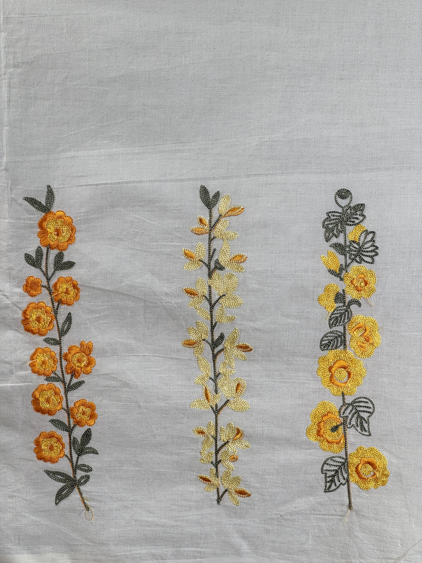 Border Embroidered Kora Cotton Fabric
