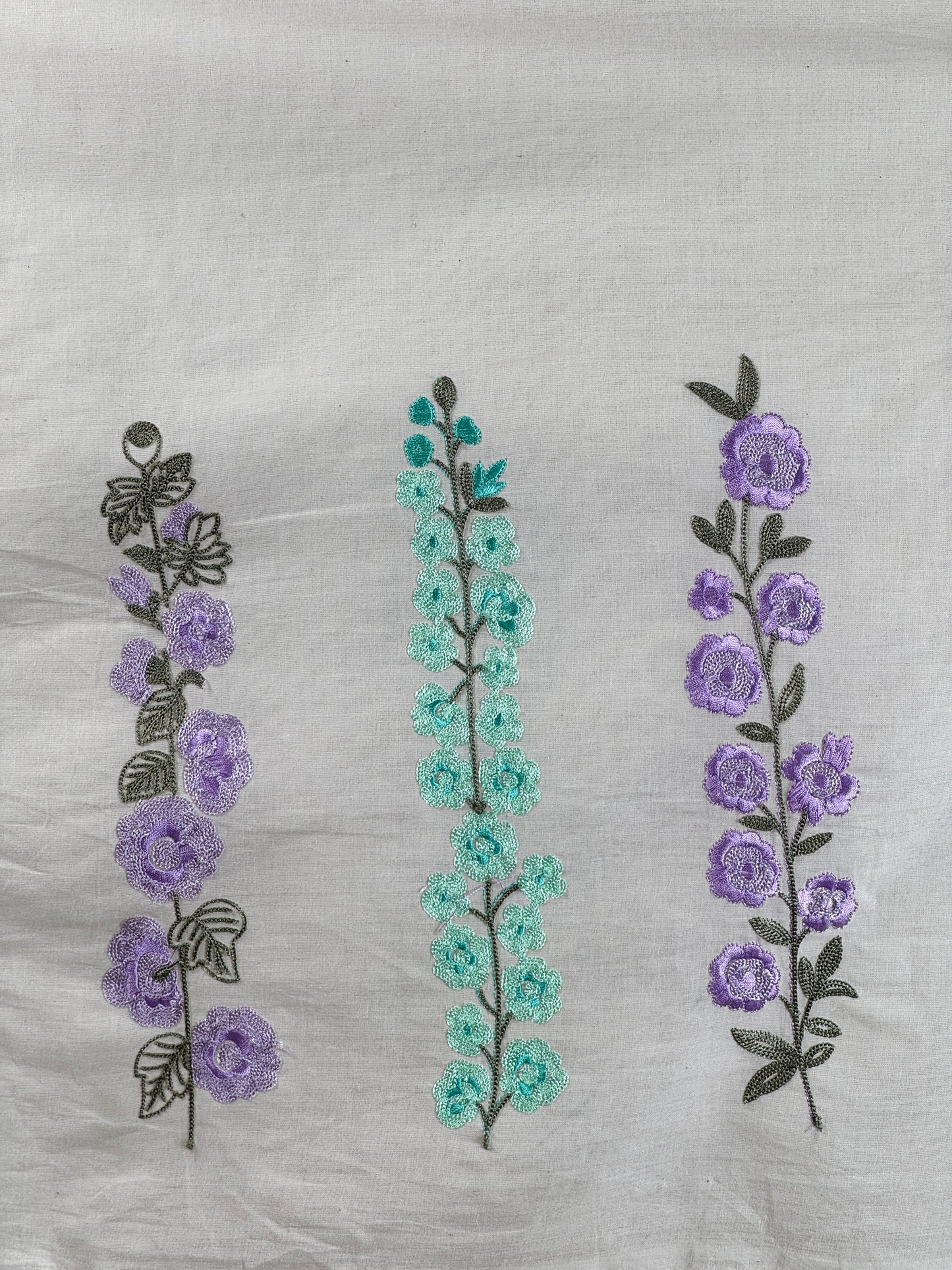 Border Embroidered Kora Cotton Fabric