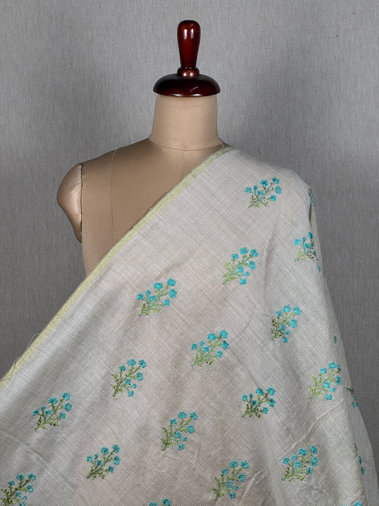 Embroidered Linen Chanderi Fabric